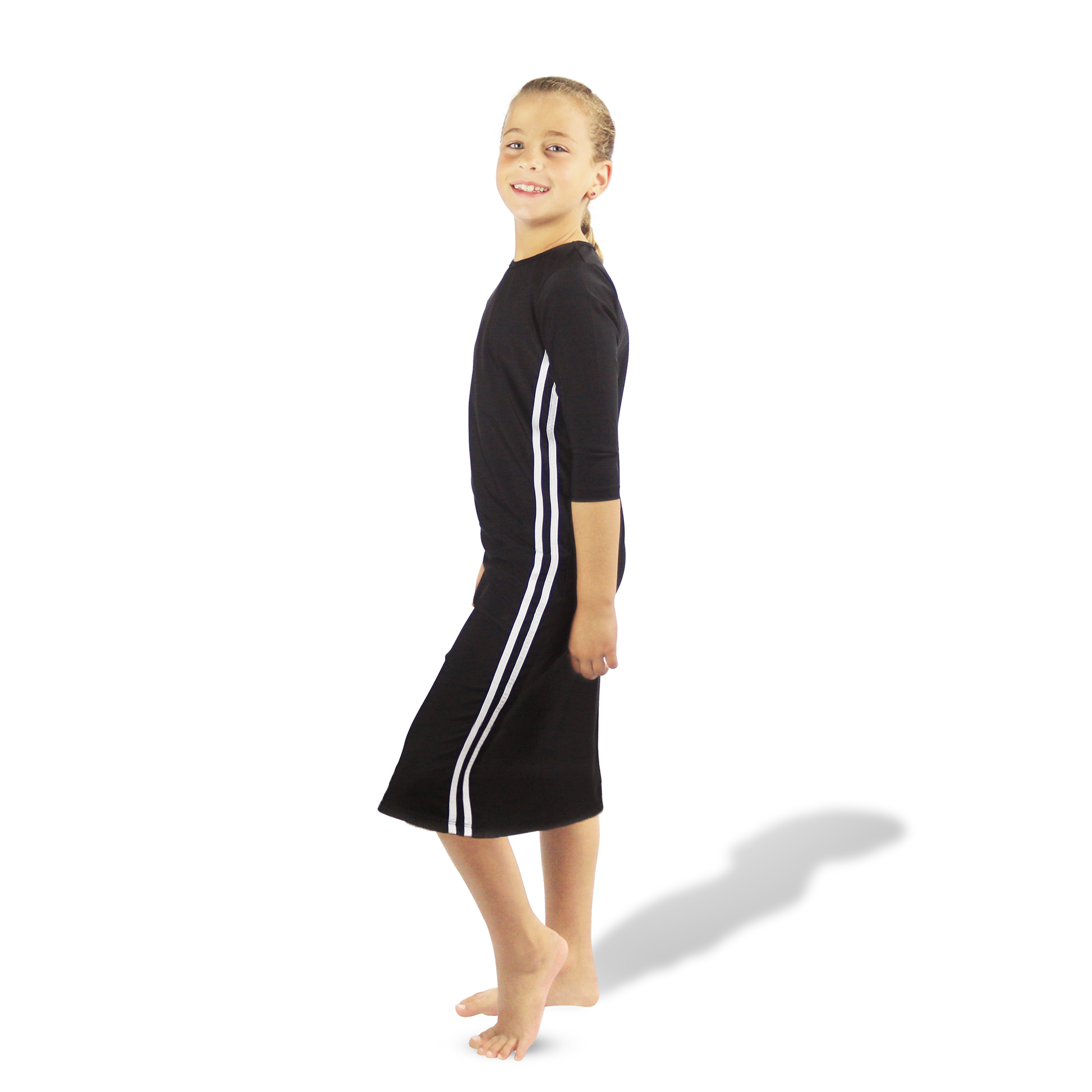 Girls Modest Swim Dress Black White