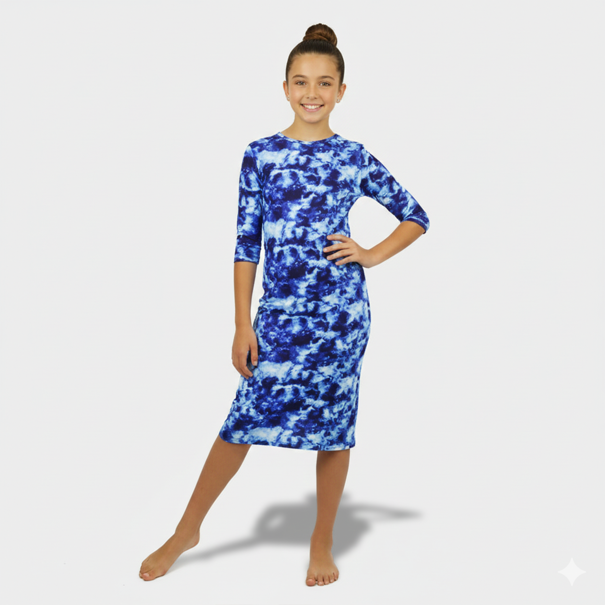 Girls Modest Swim Dress Blue | Tznius UPF 50+ Swimwear Shira Dress Girls Modest Swim Dress Blue | Tznius UPF 50+ Swimwear Shira Dress