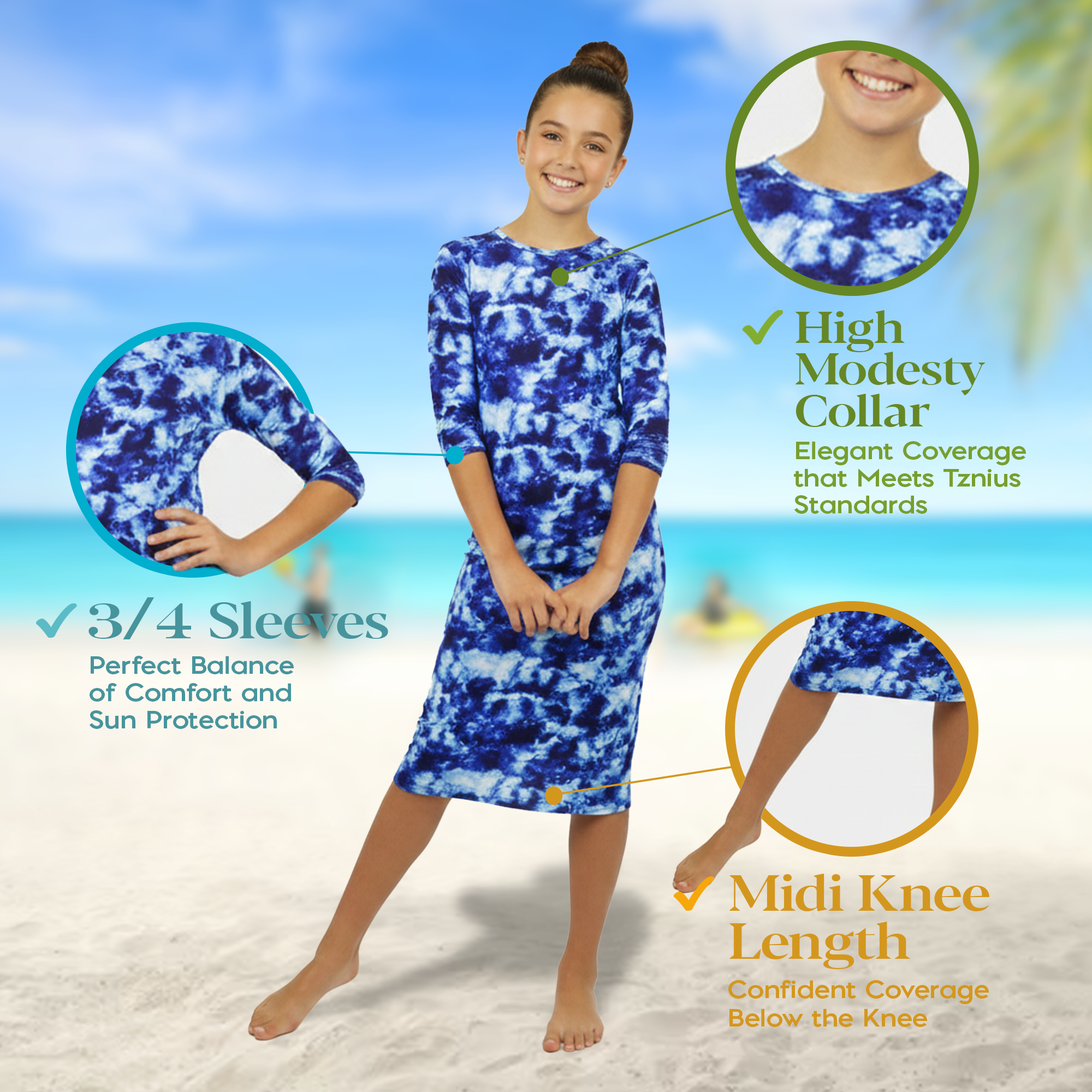 girls swim dress knee length Amazon.com: Shira Modest Girls Swim Dress | 3/4 Sleeve Swimdress, Full Coverage Bathing Suit