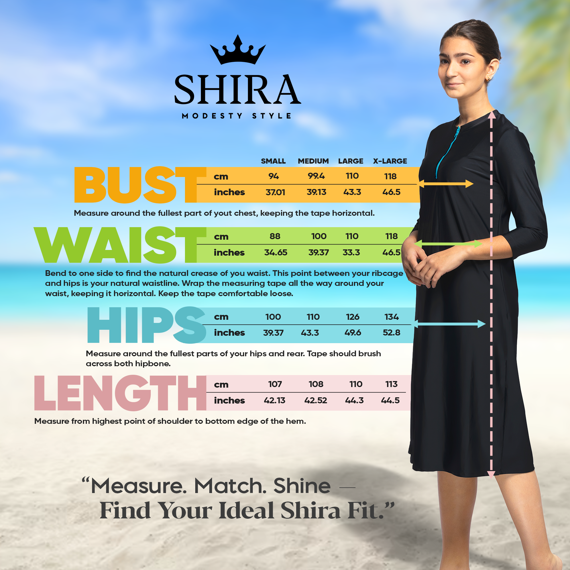 Woman Modest Tznius 3/4 Sleeve Athletic Swimdress Beach Cover up UPF 50+ Sun Protection (Bali in Black / Aqua Zipper)