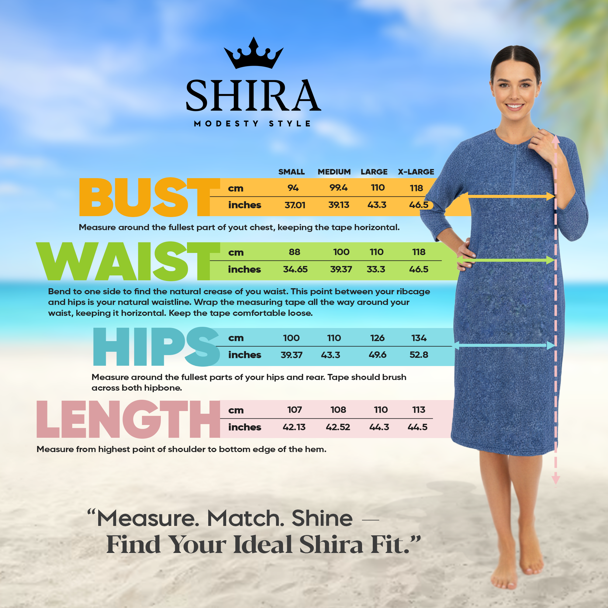 Woman Modest Tznius 3/4 Sleeve Athletic Swimdress Beach Cover up UPF 50+ Sun Protection (Simil Jean)