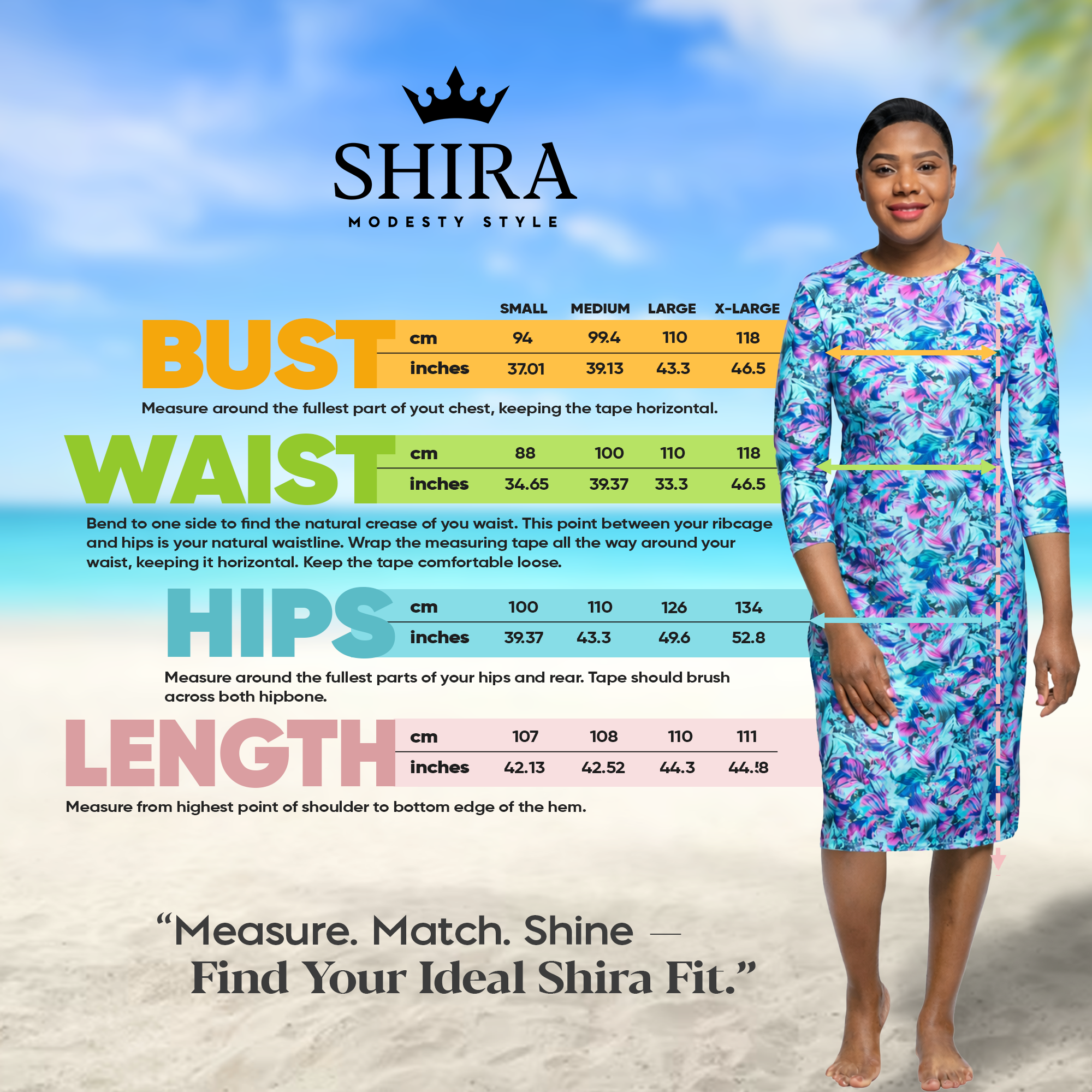Woman Modest Tznius 3/4 Sleeve Athletic Swimdress Beach Cover up UPF 50+ Sun Protection (Bora Bora Print)