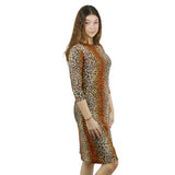 Woman Modest Tznius 3/4 Sleeves Athletic Swimdress Beach Cover up UPF 50+ Sun Protection (Animal Print )