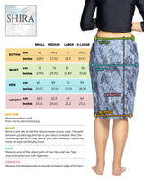 Woman Tznius Athletic Pencil Skirt for Swim tennis Beach sports Midi lenght UPF 50+ Sun Protection (Silver Snaked )