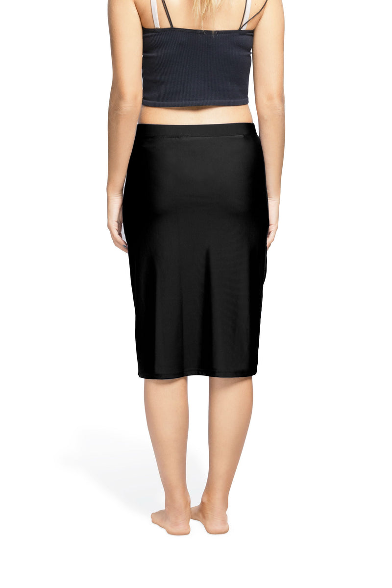 Woman Tznius Athletic Pencil Skirt for Swim tennis Beach sports Midi lenght UPF 50+ Sun Protection (Black )